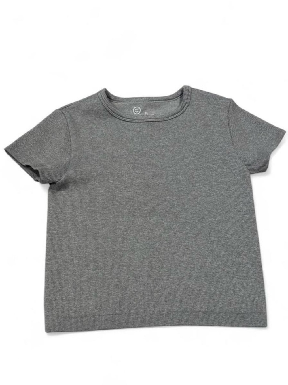 Gilly Hicks Gray Ribbed Fitted Baby Tee XS